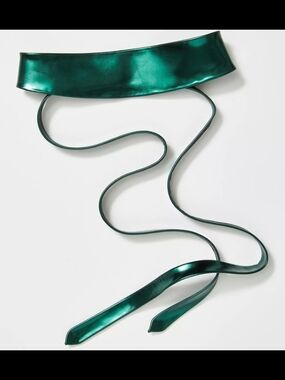 Ada Metallic Emerald Wrap Obi Belt